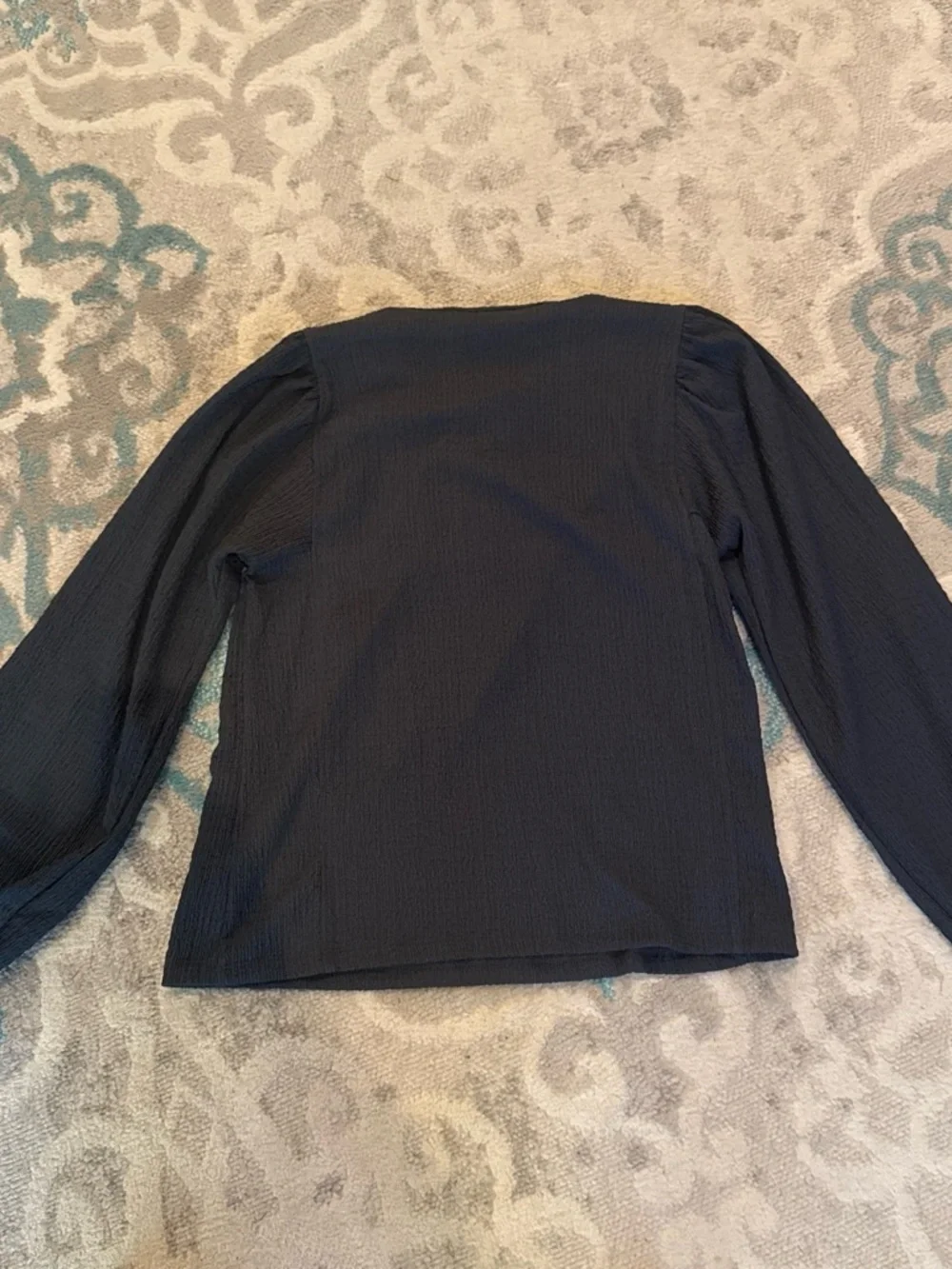 LOFT Dark Gray Long Sleeve Henley Blouse